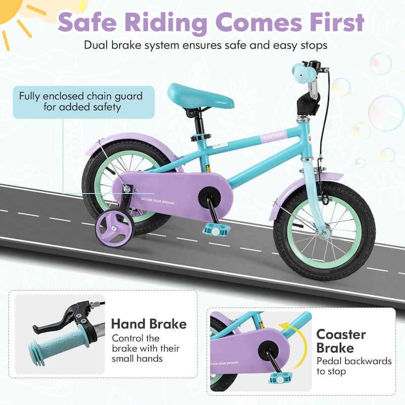 Costway 12" Kids Bike with Adjustable Saddle Handlebar Removable - See Details