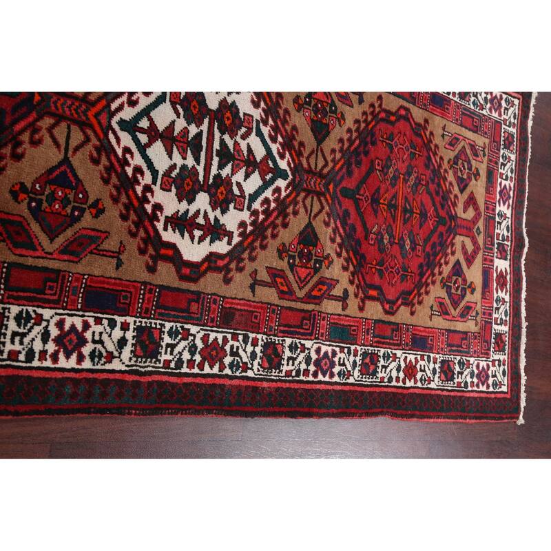 Vintage Vegetable Dye Ardebil Persian Wool Runner Rug Hand-knotted - 3'6" x 11'1"