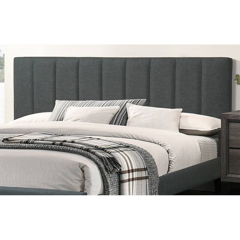 King Size Wood Eastern Platform Bed with Vertical Tufted Headboard