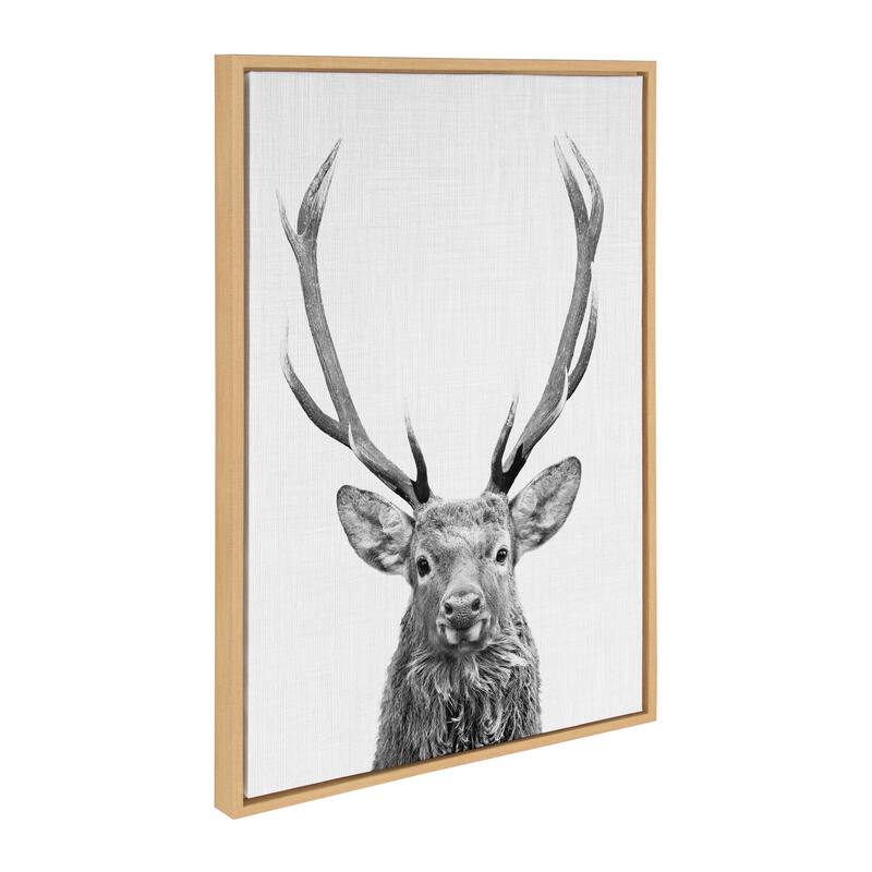 Kate and Laurel Sylvie The Red Deer BW Framed Canvas by Simon Te - 23x33 - Natural