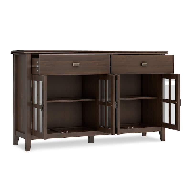 WYNDENHALL Stratford 60" Wide Solid Wood Transitional Large 4 Door Sideboard Buffet -  17"d x 60"w x 34"h
