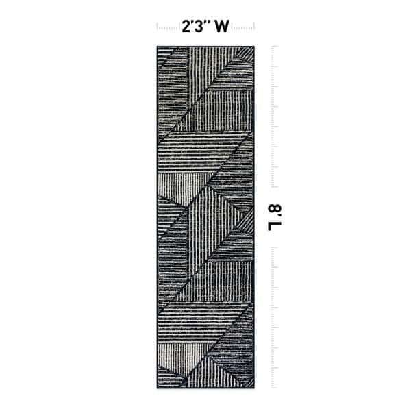 dimension image slide 9 of 14, Contemporary Distressed Geometric Area Rug