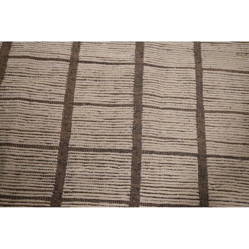 Checkered Moroccan Oriental Area Rug Hand-Knotted Wool Carpet - 8'0"x 12'3"