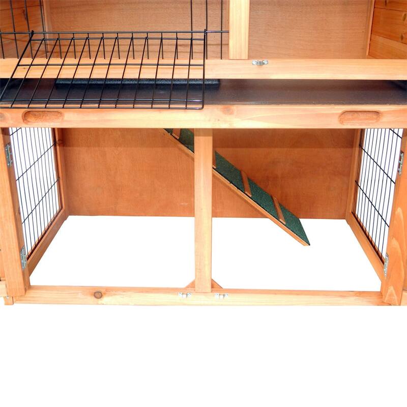 40" Triangle Roof Waterproof Wooden Bunny Hutch A-Frame Pet Cage Wood Small House Chicken Coop Natu