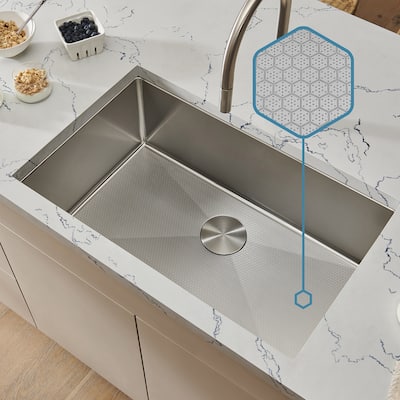 Ruvati Hex Bottom 30-inch Scratch Resistant Embossed Texture Kitchen Sink Stainless Steel - RVH7630