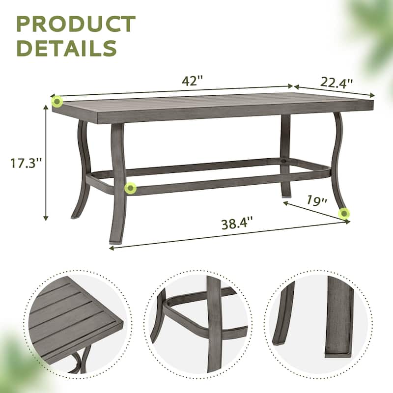 6-Piece Aluminum Patio Conversation Set with Coffee Table,Sofa, Ottoman and Light Gray Cushions