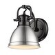 preview thumbnail 16 of 34, Duncan 1-light Bath Vanity Matte Black with Pewter