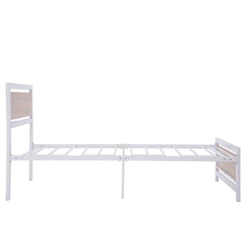 Metal and Wood Bed Frame Platform Bed