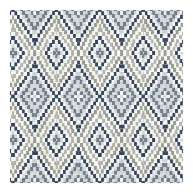 Chesapeake Ganado Navy Geometric Ikat Wallpaper - 20.5 x 396 x 0.025