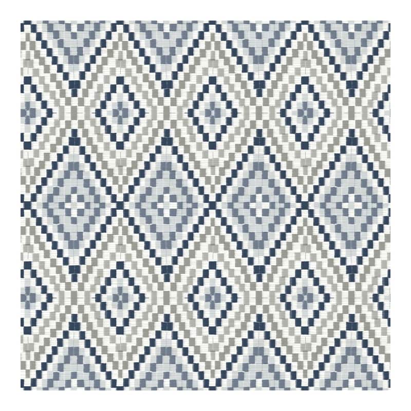 Chesapeake Ganado Navy Geometric Ikat Wallpaper - 20.5 x 396 x 0.025