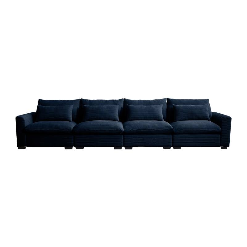 GDFStudio - Finnegan 4‑Seater Corduroy Sofa with 4 Waist Pillows