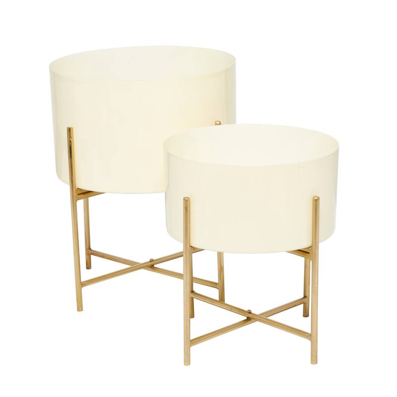 Iron Contemporary Planter (Set of 2) - S/2 12", 16"H