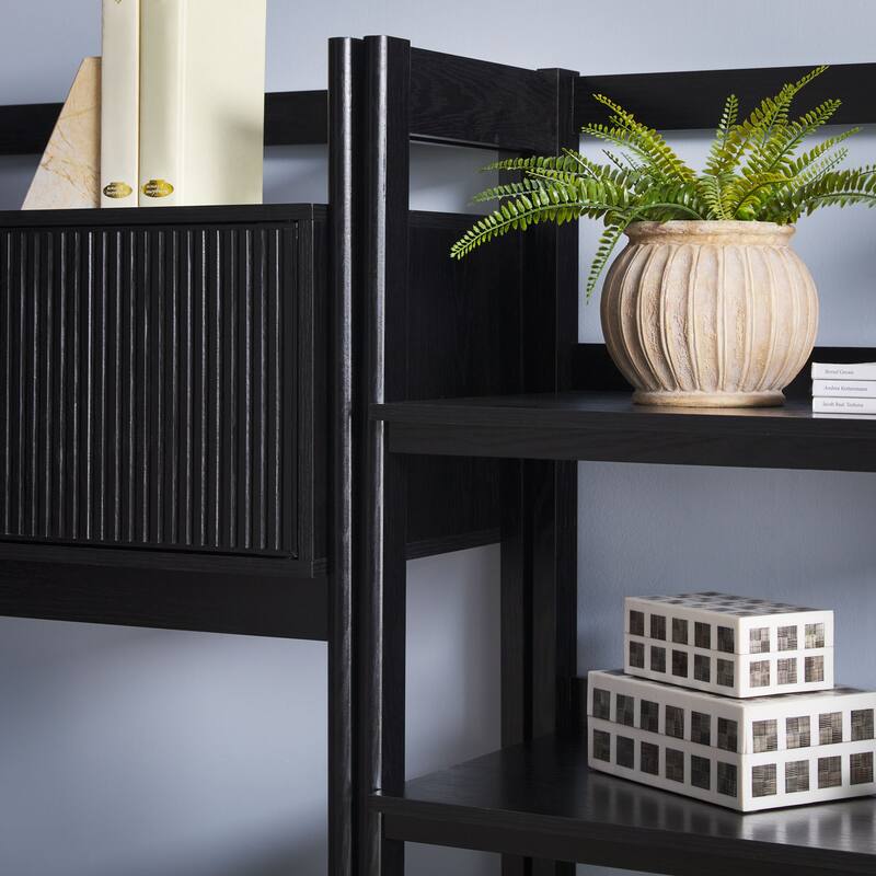 Walker Edison Hutch Desk with Wide Bookcase