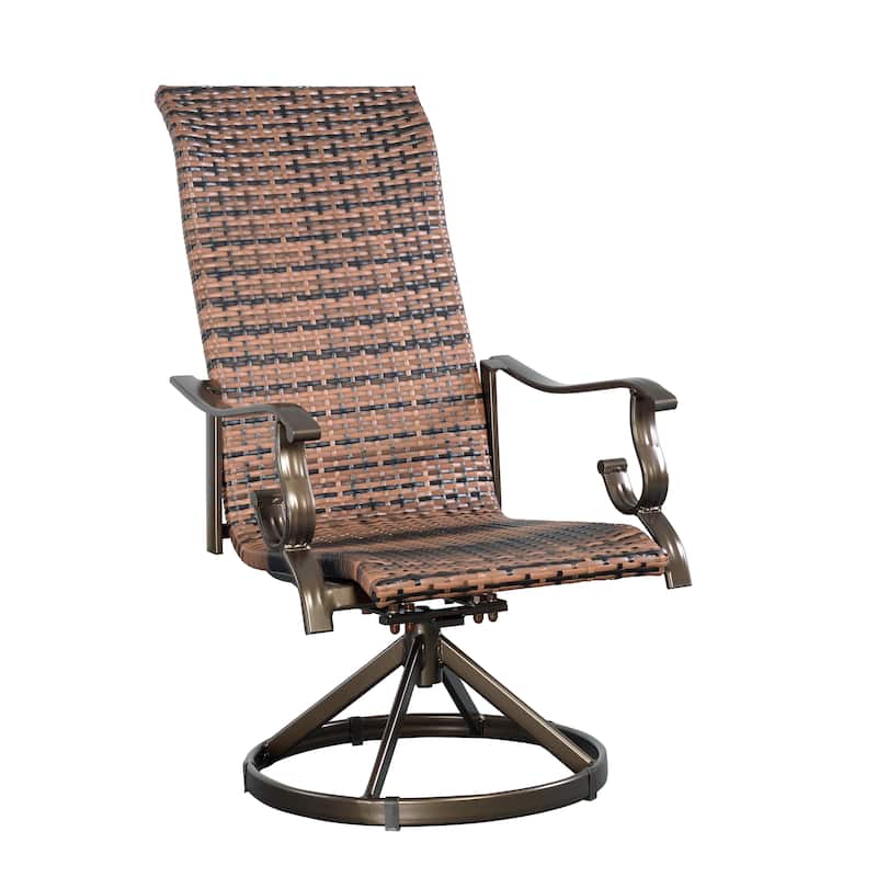 Set of 2 Westin Swivel Rocking Wicker Patio Dining Chairs- Brown