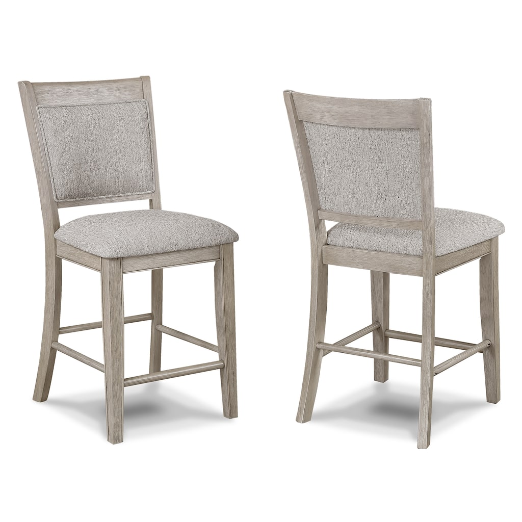 Farmhouse Style 2Pc Tan / Beige Gray Finish Counter Height Chair Bar Stool