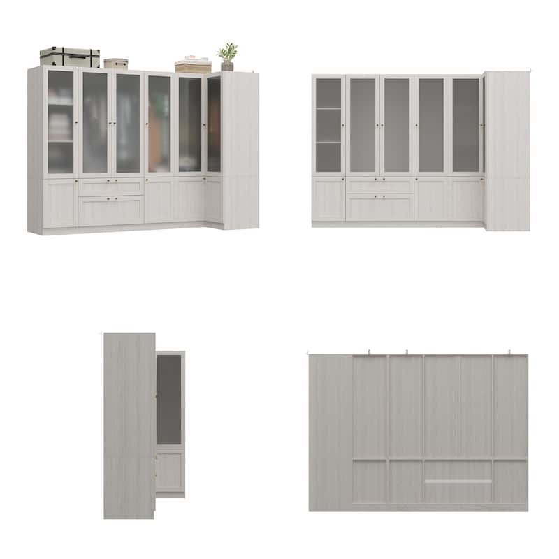 Combo Large Frosted Glass Closet: Versatile Wardrobe Options Armoires