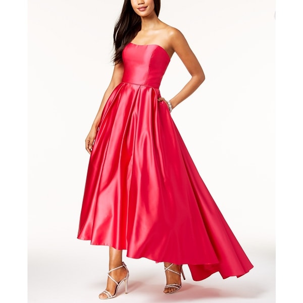 betsy and adam red satin ball gown