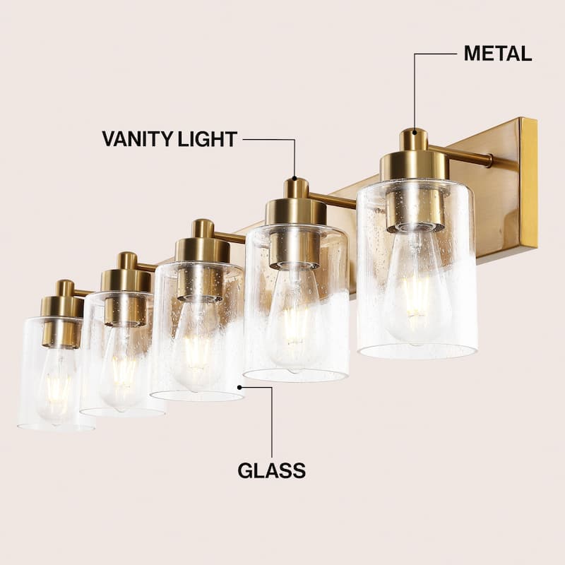 Lydia Seeded Glass/Iron LED Vanity Light, by JONATHAN Y