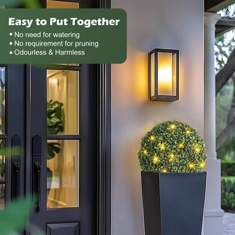 Pre-Lit Artificial Plant Topiary Ball Plant for Home Decor