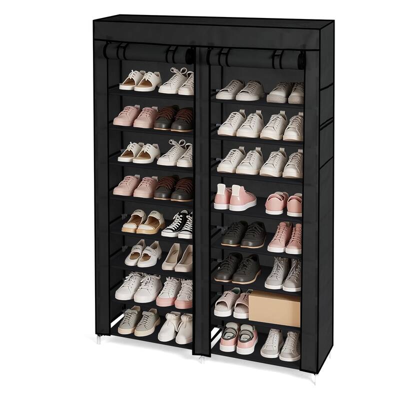 10-Tier Vertical Non-Woven Fabric Shoe Storage Rack with Iron Frame for Home Entryway - 45.25”W x 11.81”D x 62.99”H