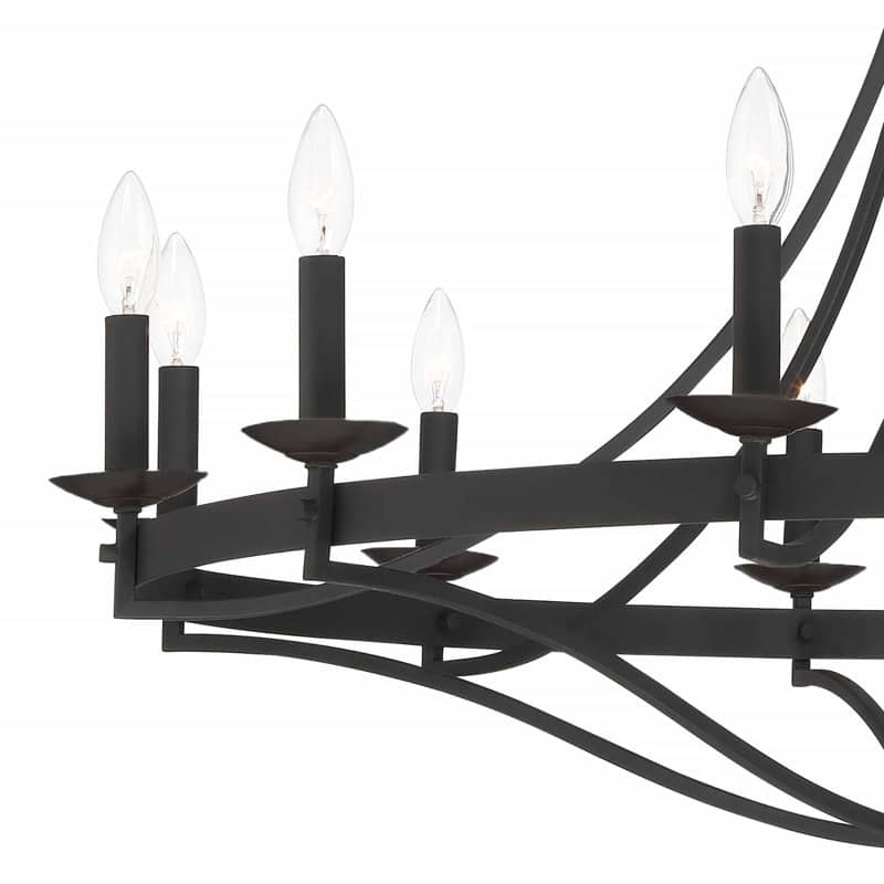 Acroma 12-light Matte Black Farmhouse Empire Wagon Wheel Chandelier