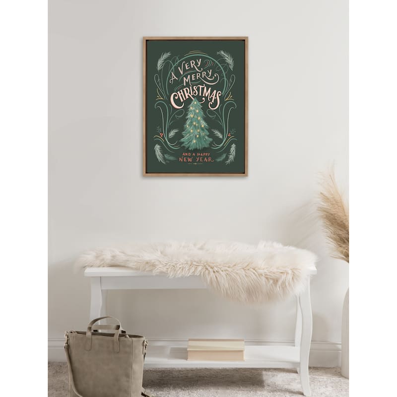 Kate and Laurel Sylvie A Merry Christmas Canvas by Valerie McKeehan