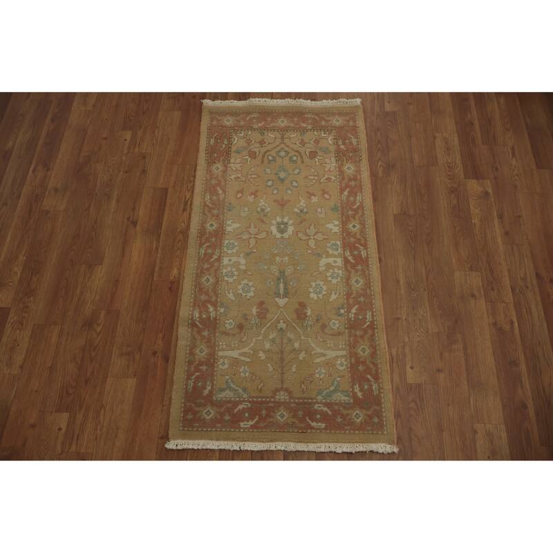 Hand Knotted Oriental 100% Wool Carpet Traditional All-Over Brown Ziegler Area Rug - 3' 10'' X 2' 0''