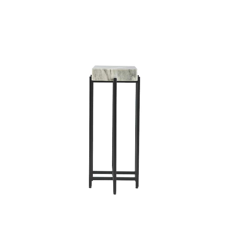 View Point Modern 24" Tall Genuine Marble Top Accent End Table