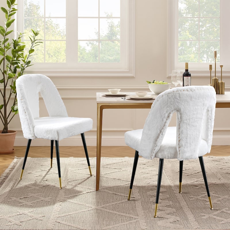 Modern Velvet Upholstered Dining Chairs Set of 6 - Set of 2 - Ivory