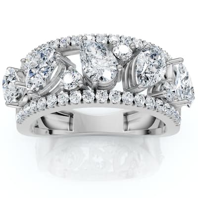Certified 1 1/2Ct MultiShape Cluster Diamond Anniversary Ring Gold Lab Grown