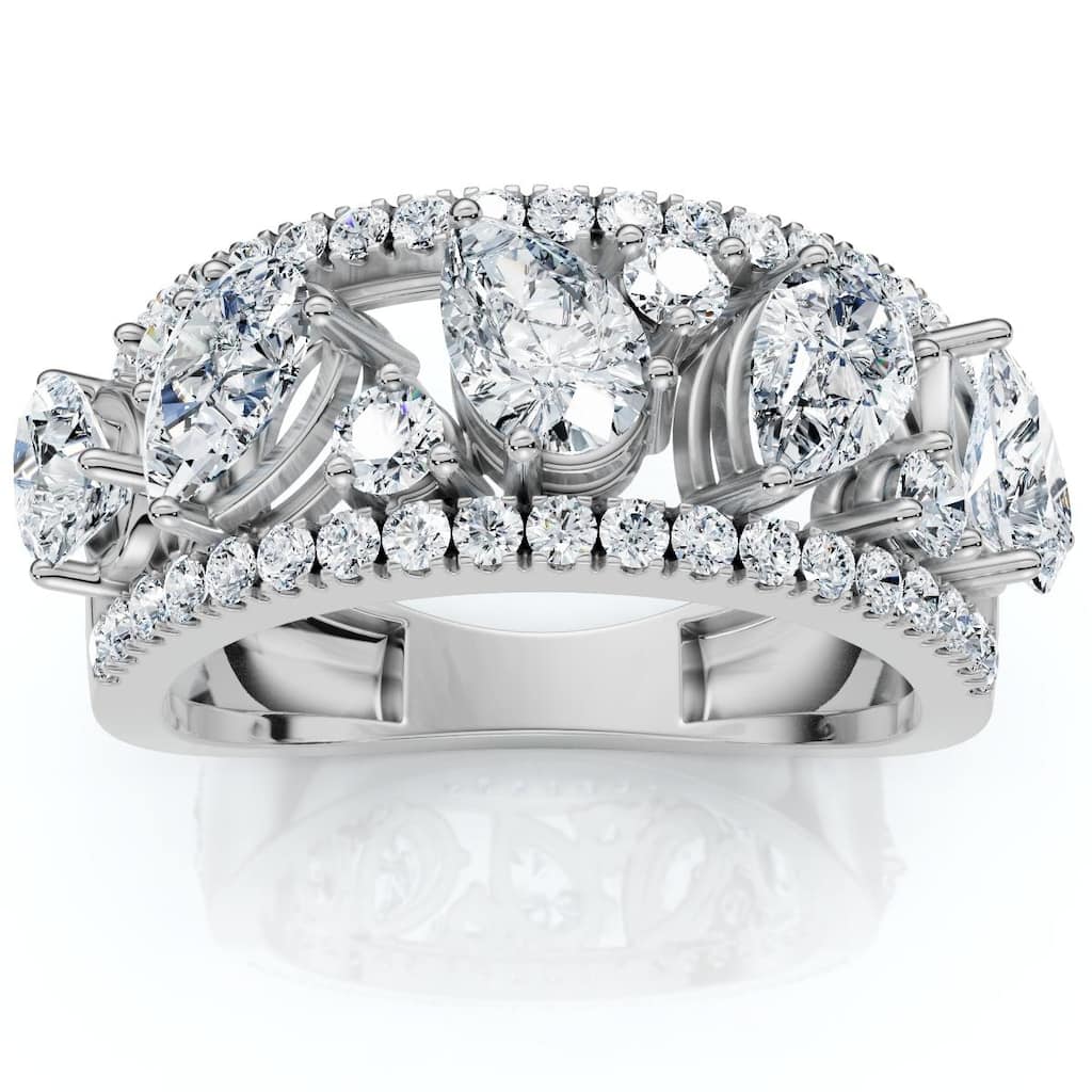 Bliss Diamond 1 1/2Ct Multi-Shape Cluster Diamond Anniversary Ring Gold Lab Grown