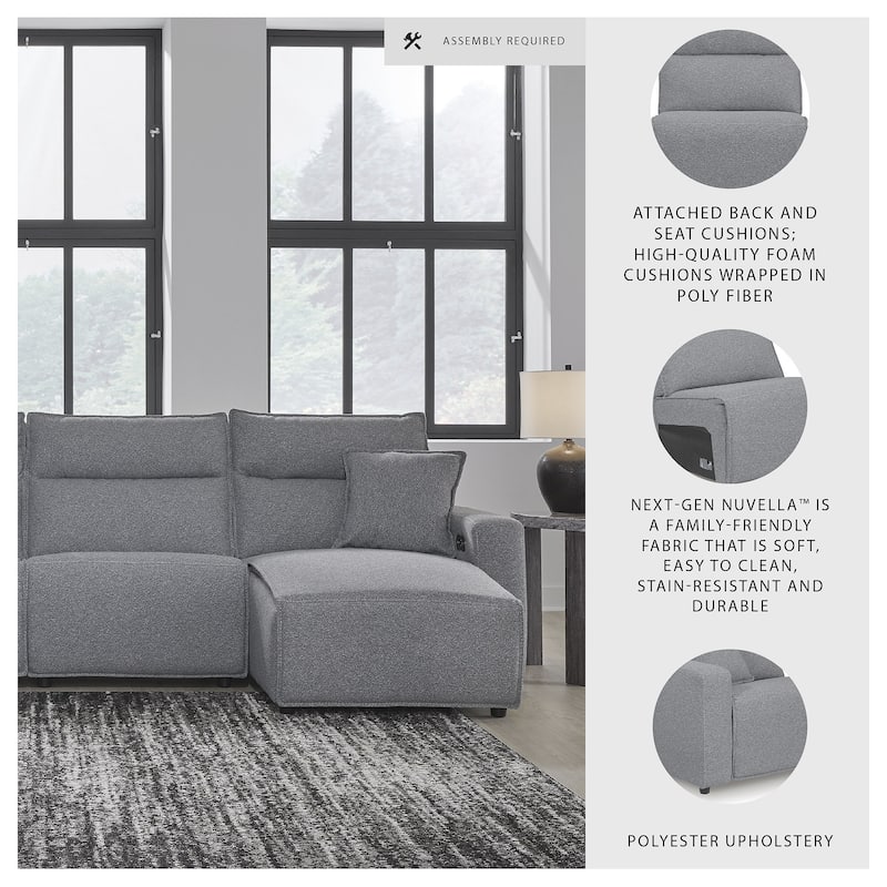 Signature Design by Ashley Modmax Gray 4-Piece Power Reclining Sectional with Chaise - 150" W x 63" D x 41" H