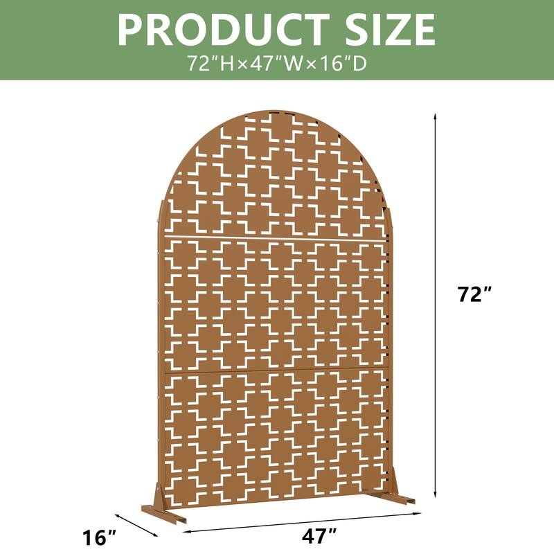 Dovelina 6ft.Outdoor Freestanding Metal Privacy Screen Decorative Garden Fence - 72"x47"