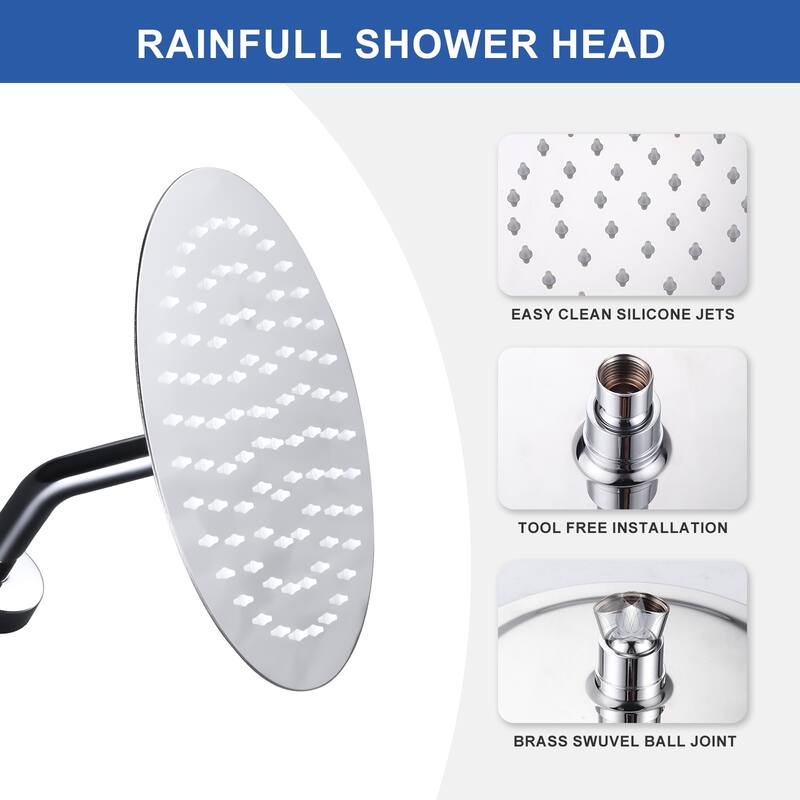 WOWOW 1-Spray Patterns with Wall Mount Rain Fixed Shower Head