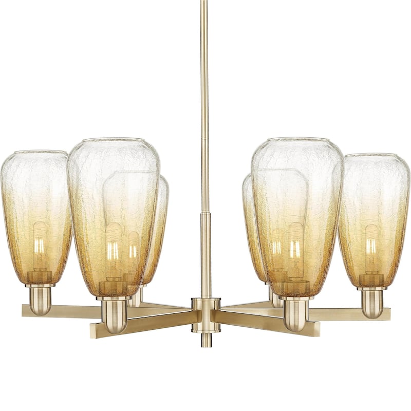 Innovations Lighting 716-6CR-14-24 Brookhaven Almond Chandelier - Champagne Bronze / Amber