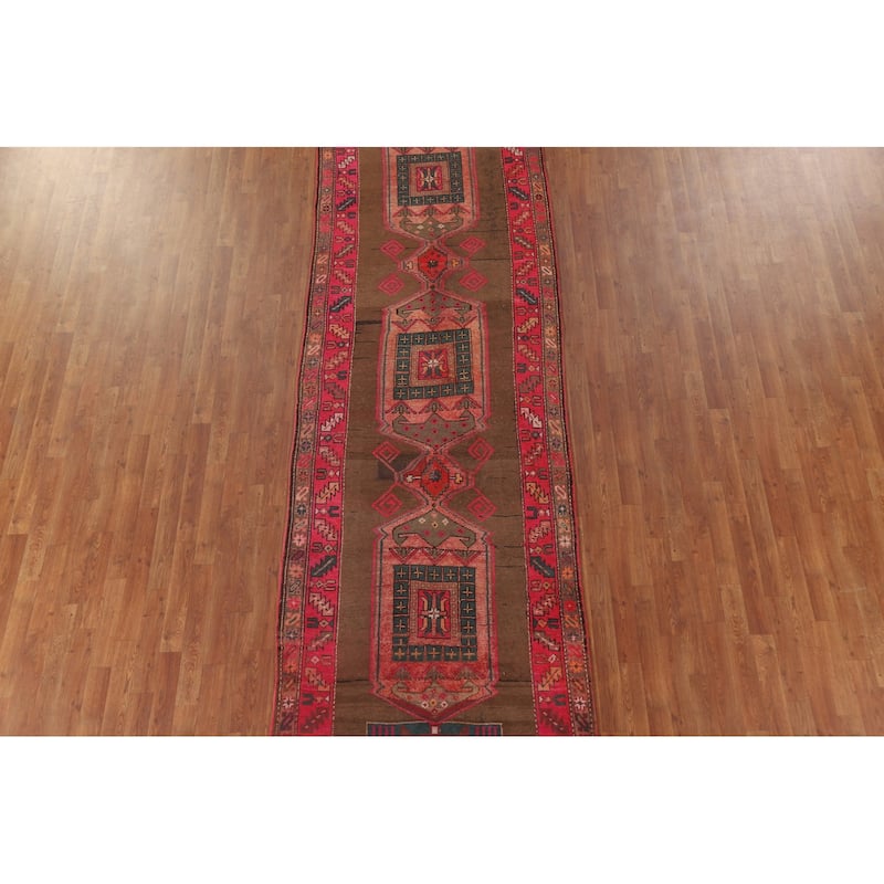 Ardebil Persian Vintage Runner Rug Hand-knotted Wool Carpet - 3'10" x 13'2"