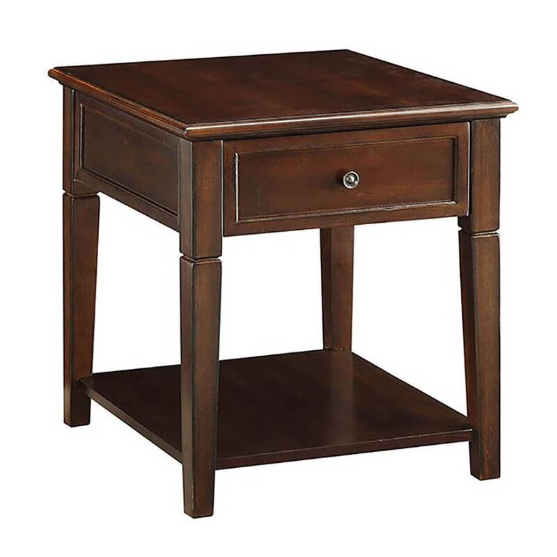 Morales Walnut End Table with Bottom Shelf