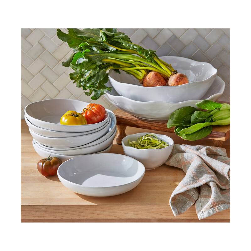 Formoso White Stoneware Serving Bowl Dinnerware Serving Dish Dishwasher Safe 14.0 inch, 12 oz.