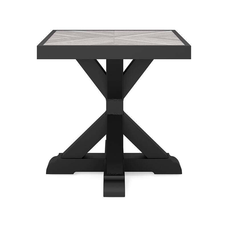 22.25 in. Black and Gray Square Metal End Table, Sturdy Build End Side Table for Living Rooms