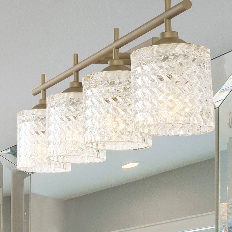 Frenia 4-light Modern Dimmable Bathroom Vanity Light with Art Glass