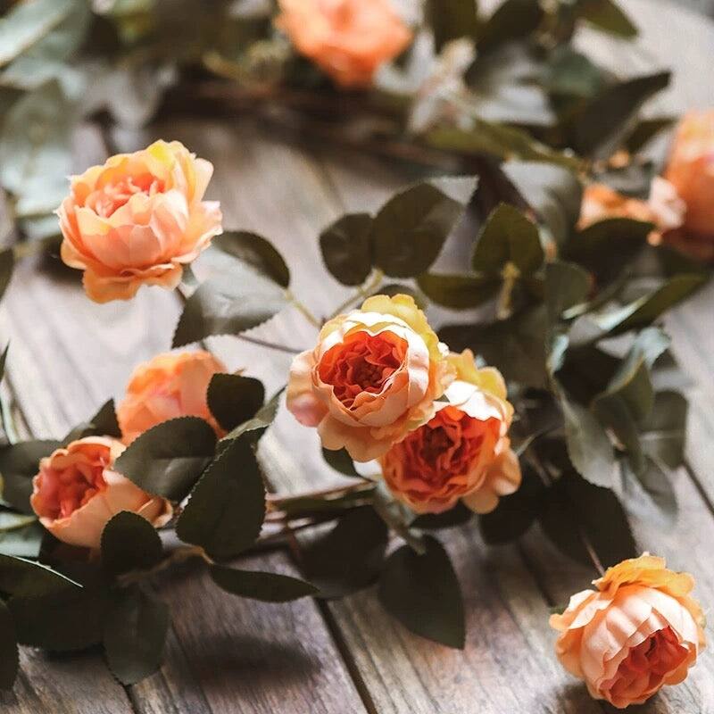 RusticReach Artificial Small Peony Flower Vine 65" Long