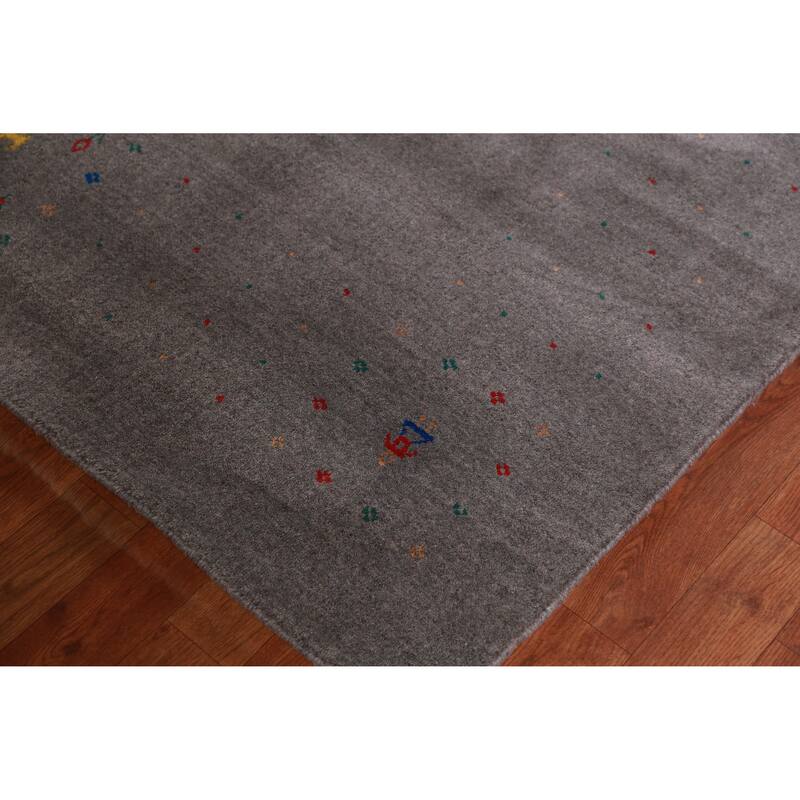 Hand Knotted Oriental 100% Wool Carpet Tribal Tribal Greys & Charcoal Gabbeh Area Rug - 10' 2'' X 8' 4''