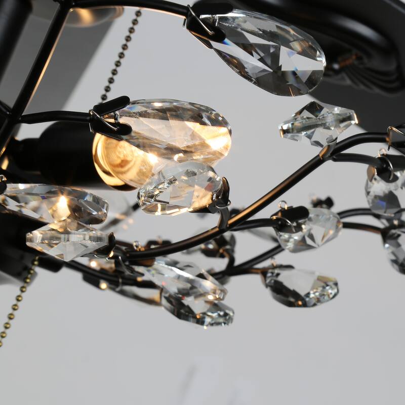 CurveCurio 52-In Classic Ceiling Fan with Light, Brach Shaped Light Shade, Remote Control and Pull Chain Control