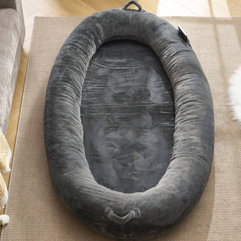 Human Dog Bed for Adult, Giant Extra Large Memory Foam Human Size Pet Bed for People, Fluffy Plush Dog Bed for Human