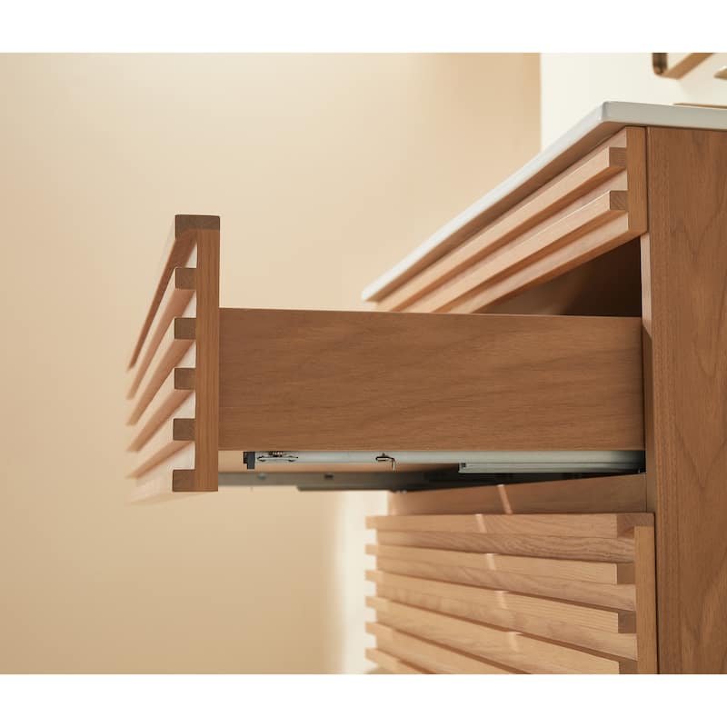 GDFStudio - Modern 36" Wall-Mounted Floating Bathroom Vanity with Integrated Ceramic Basin & Soft-Close Drawers, Fully Assembled