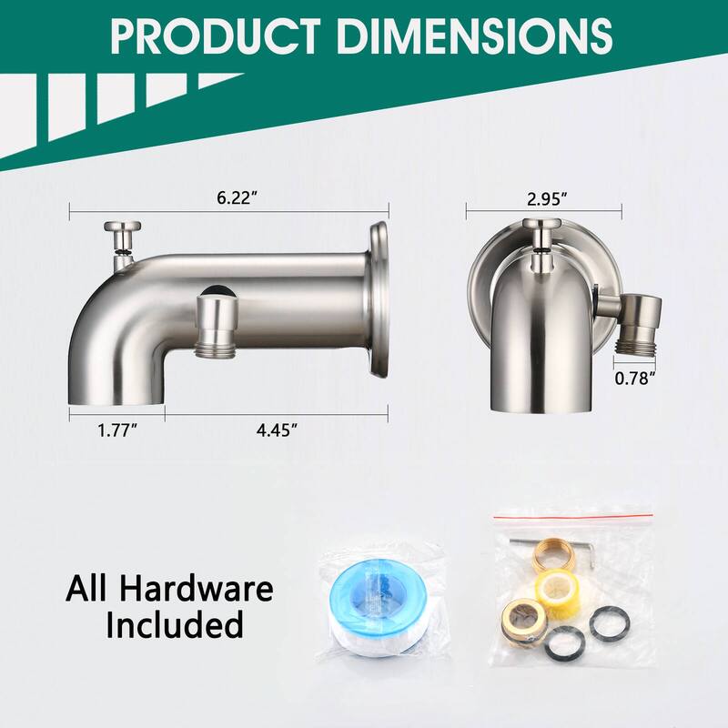 Tub Spout/ Bathtub Faucet with Shower Water Diverter Fits Threaded 1/2" or 3/4" IPS
