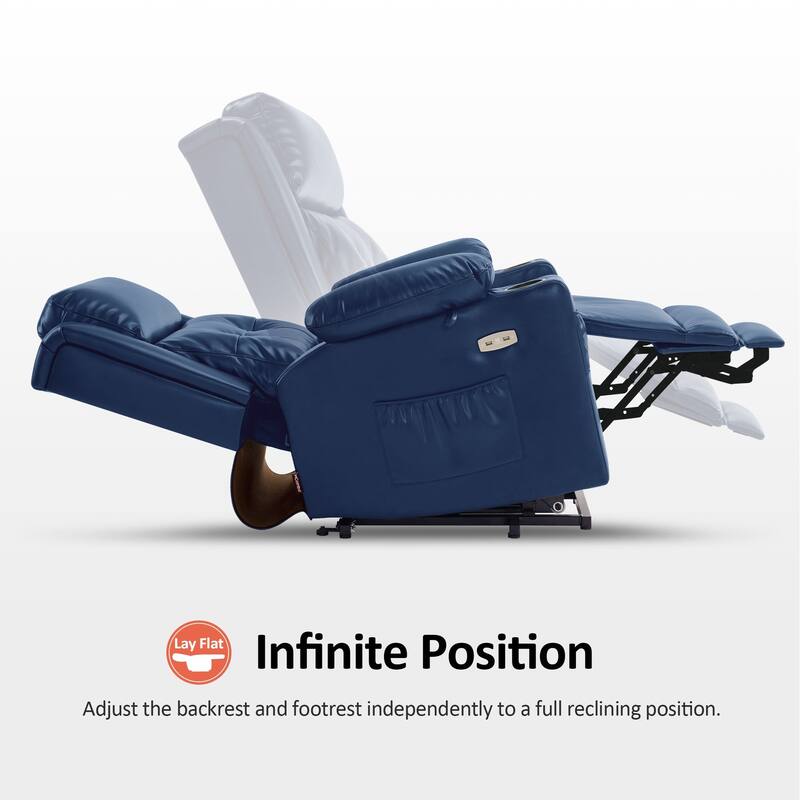 MCombo Lay Flat Dual Motor Power Lift Recliner Chair Sofa with Heat and Massage, Infinite Position, Faux Leather 7661