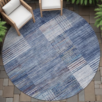 Machine Washable Indoor/Outdoor Contemporary Geo Chantille Rug