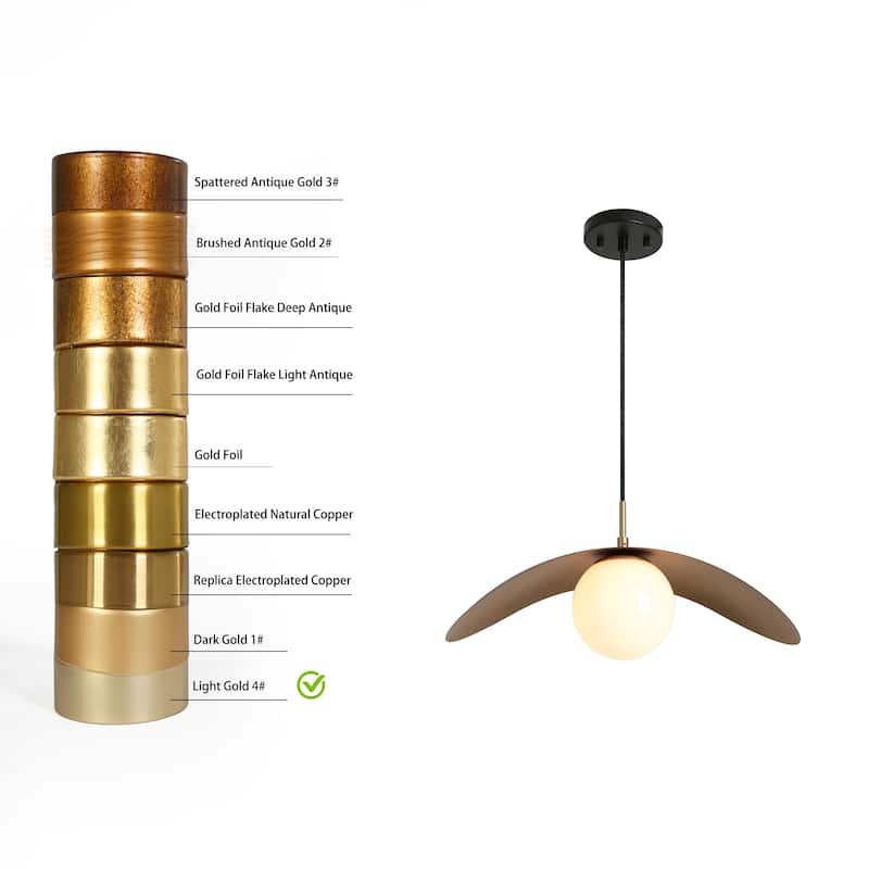 Modern 1-Light Black Gold Pendant Glass Kitchen Island Lights - D19.7" x H9.8"