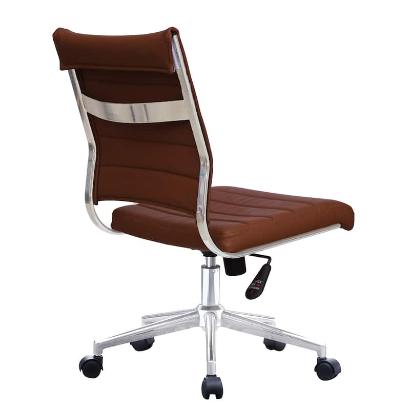 (Retired) Ergonomic Executive Mid back PU Leather Office Chair Armless Side No Arms Tilt With Wheels and Padded Cushioned Seat